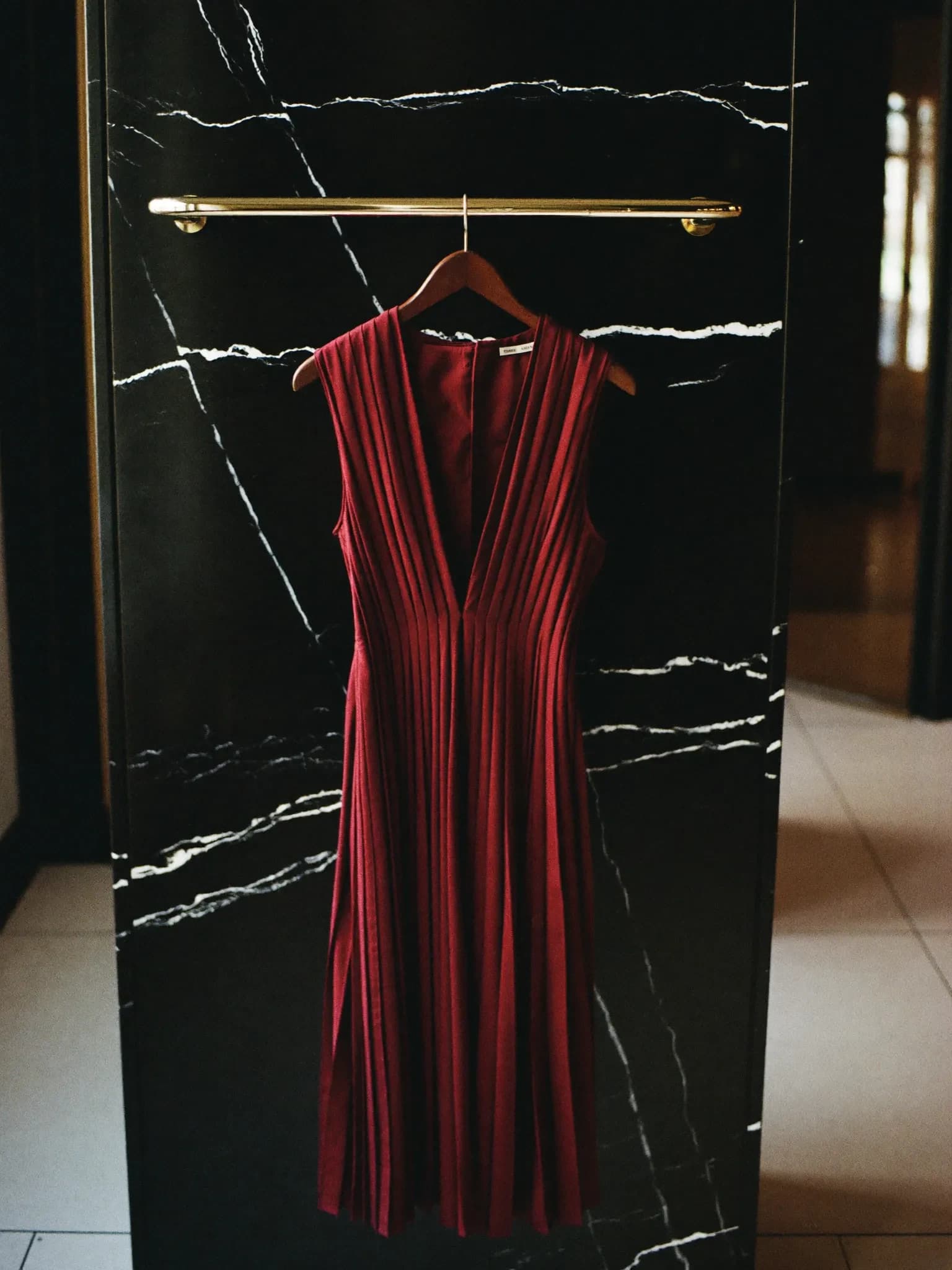Pleated silk midi dress